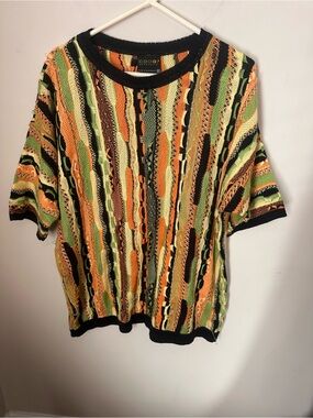 Vintage Coogi Australia 3D textured knit short sleeve sweater